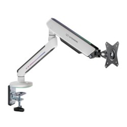 ULTRADESK OFFSHOOT Single Regulowany uchwyt na monitor, biały, 9KG, mocowanie na zacisk, 17"-32", 75x75/100x100