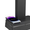 Powerton ERGO LEVION Uchwyt monitora z automatycznie regulowaną wysokością, czarna, 10KG, zacisk, 17"-32", ładowarka indukcyjna