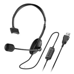 Genius HS-100U słuchawki z mikrofonem, przewodowa, czarna, 2.0, Na głowę, USB