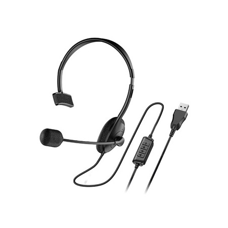Genius HS-100U słuchawki z mikrofonem, przewodowa, czarna, 2.0, Na głowę, USB