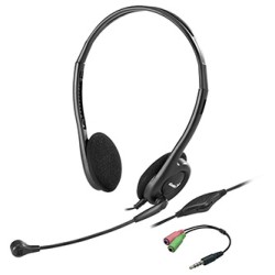 Genius HS-200C słuchawki z mikrofonem + pojedynczy adapter Jack, przewodowa, czarna, USB