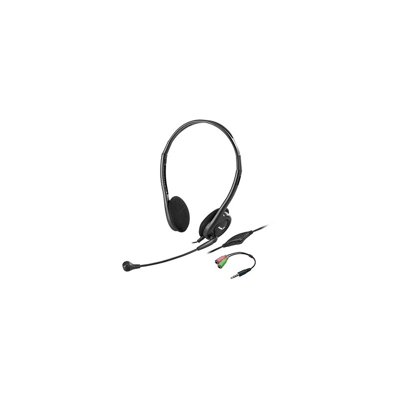 Genius HS-200C słuchawki z mikrofonem + pojedynczy adapter Jack, przewodowa, czarna, USB
