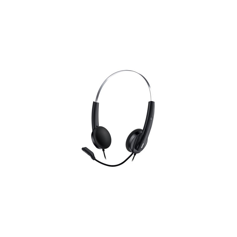 Genius HS-220U słuchawki z mikrofonem, przewodowa, czarna, 2.0, zamykane, USB