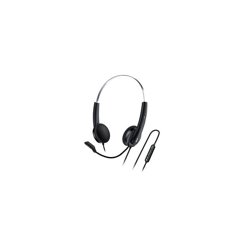 Genius HS-220U AI słuchawki z mikrofonem, przewodowa, czarna, 2.0, zamykane, USB - C