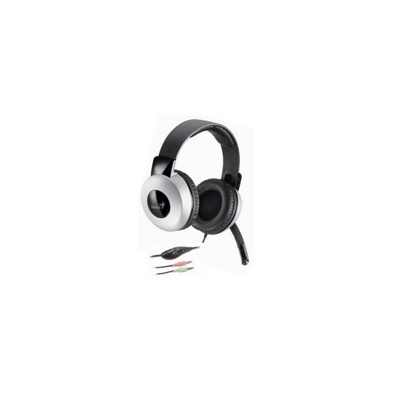 Genius HS-05A słuchawki z mikrofonem, przewodowa, czarno-srebrna, 2x 3.5 mm jack