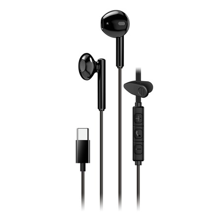 Genius HS-M366 słuchawki z mikrofonem, czarna, 360°obrotowy klips, USB Type-C