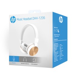 HP DHH-1206 White słuchawki z mikrofonem, przewodowa, biało-złota, klasyczna typ 3,5mm jack