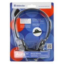 Defender Aura HN-102 słuchawki z mikrofonem, przewodowa, czarna, otwarta, 2x 3.5 mm jack
