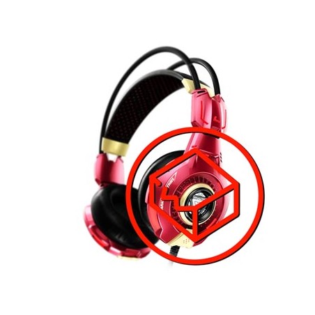 E-blue IRON MAN EHS903 Gaming Headset, słuchawki z mikrofonem, przewodowa, czerwona, uszkodzone opakowanie, 3.5 mm jack + USB