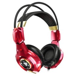 E-blue IRON MAN EHS903 Gaming Headset, słuchawki z mikrofonem, przewodowa, czerwona, uszkodzone opakowanie, 3.5 mm jack + USB