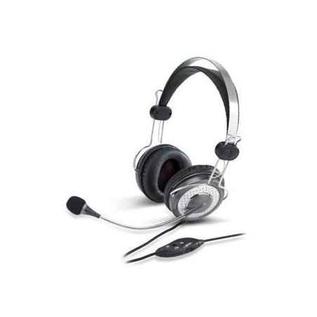 Genius HS-04SU słuchawki z mikrofonem, przewodowa, czarno-srebrna, 3.5 mm jack