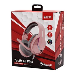 Marvo TACTIC 40 słuchawki z mikrofonem, przewodowa, różowa, 2.0, podświetlane, USB