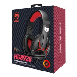 Marvo HG8928 słuchawki z mikrofonem, przewodowa, czarna, podświetlana typ 3.5 mm jack + rozdvojka