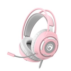 Marvo HG8936 słuchawki z mikrofonem, przewodowa, różowa, podświetlona, 3.5 mm jack + USB