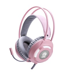 Marvo HG8936 słuchawki z mikrofonem, przewodowa, różowa, podświetlona, 3.5 mm jack + USB
