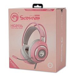 Marvo HG8936 słuchawki z mikrofonem, przewodowa, różowa, podświetlona, 3.5 mm jack + USB