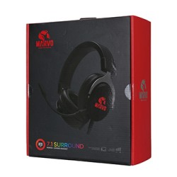 Marvo HG9052 słuchawki z mikrofonem, przewodowa, czarna, 7.1 (wirtualne), podświetlane na czerwono, 7.1 (virtual) typ USB