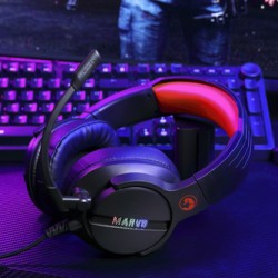 Marvo HG9065 słuchawki z mikrofonem, przewodowa, czarna, 7.1 (virtual), do gry