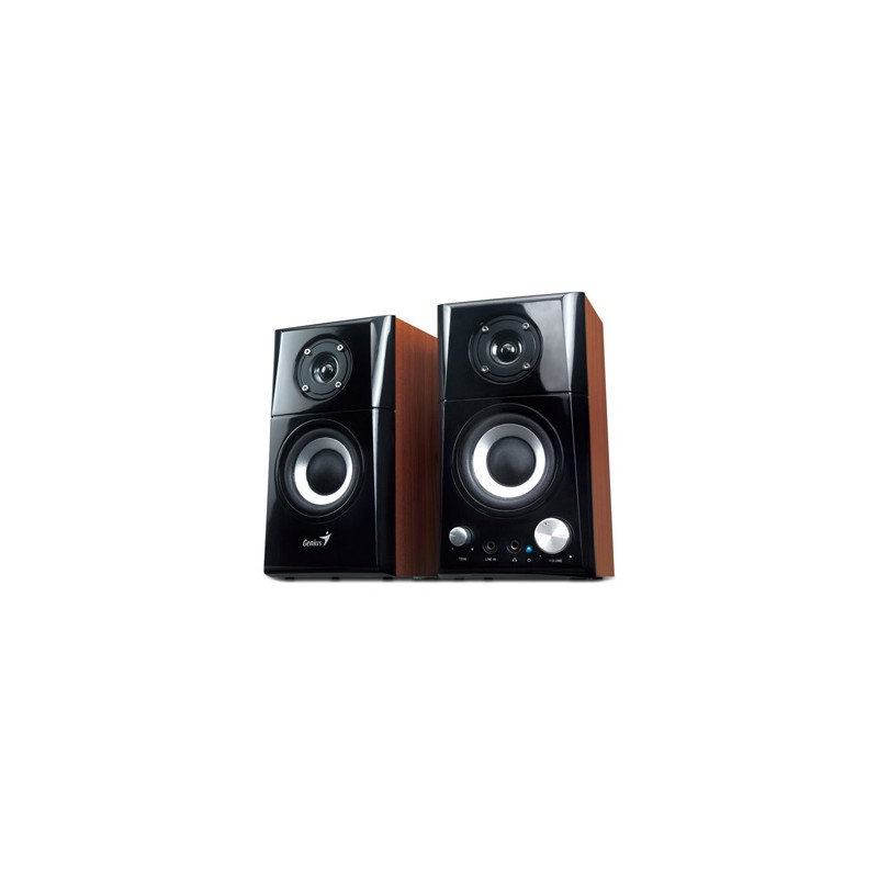 Genius głośniki SP-HF500A v2, 2.0, 16W, brązowo-czarny, regulacja głośności, wyjście słuchawkowe, 3,5 mm jack (USB)+ AUX, 100Hz~