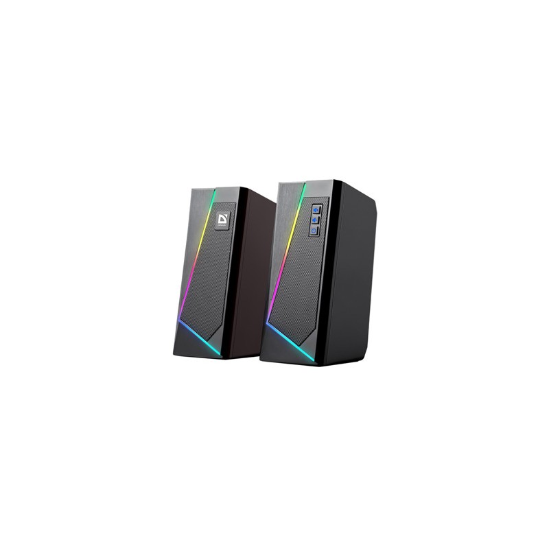 Defender głośniki Solar 3, 2.0, 10W, czarne, regulacja głośności, Bluetooth, podświetlenie, 160Hz~20kHz