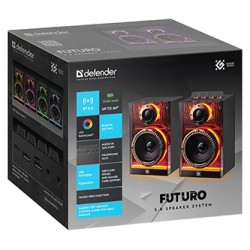 Defender głośniki FUTURO, 2.0, 20W, czarne, AUX/Bluetooth, podświetlenie