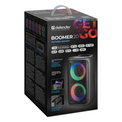 Defender głośnik BOOMER 20, Li-Ion, 2.0, 20W, czarny, regulacja głośności, podświetlenie LED, BT 5.0, TWS, 150Hz~18kHz
