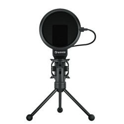 Marvo, do streamowania mikrofon, MIC-03, bez regulacji głośności, czarny, ze statywem obracanym o 270 °