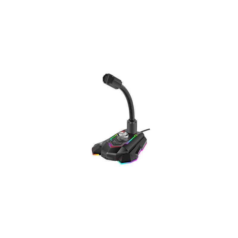 Marvo, do gry mikrofon, MIC-05, regulacja głosności, czarny, Rainbow LED, uchwyt na telefon
