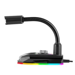 Marvo, do gry mikrofon, MIC-05, regulacja głosności, czarny, Rainbow LED, uchwyt na telefon