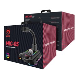 Marvo, do gry mikrofon, MIC-05, regulacja głosności, czarny, Rainbow LED, uchwyt na telefon