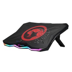 Stojak pod notebook, FN-40, podświetlenie, 18 cm wentylator, czarno-czerwony, Marvo, z 2-portowym hub-em, EOL