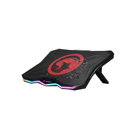 Stojak pod notebook, FN-40, podświetlenie, 18 cm wentylator, czarno-czerwony, Marvo, z 2-portowym hub-em, EOL