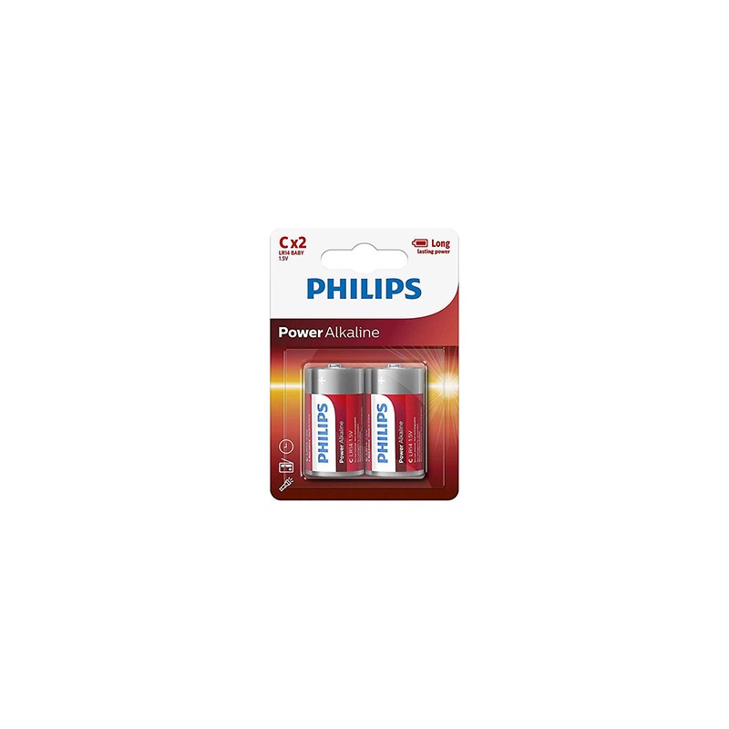 PHILIPS Jednorazowa alkaliczna baterie C, 2-pack