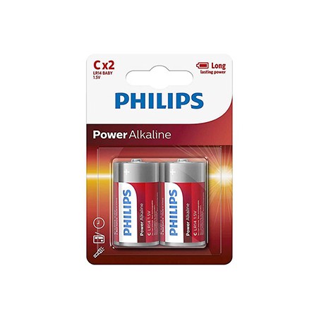 PHILIPS Jednorazowa alkaliczna baterie C, 2-pack