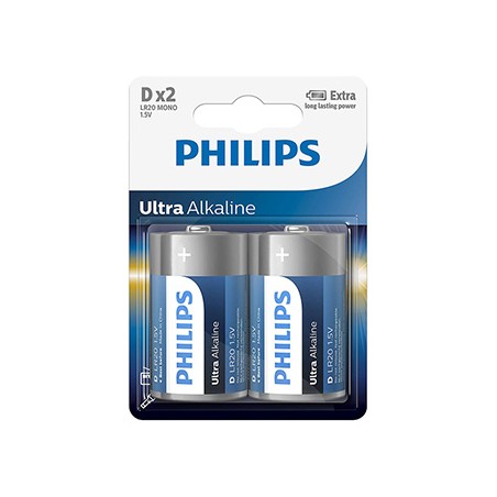 PHILIPS ULTRA Jednorazowa alkaliczna baterie D, 2-pack