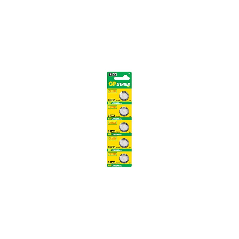 GP Jednorazowa litowa baterie CR2025, 5-pack