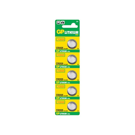 GP Jednorazowa litowa baterie CR2025, 5-pack