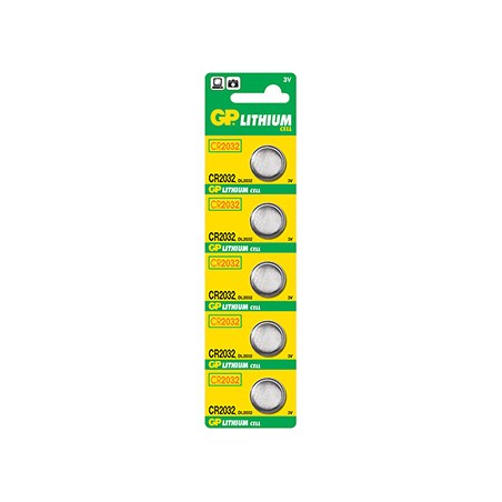 GP Jednorazowa litowa baterie CR2032, 5-pack
