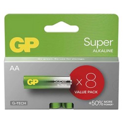 GP Super Jednorazowa alkaliczna baterie AA, 8-pack