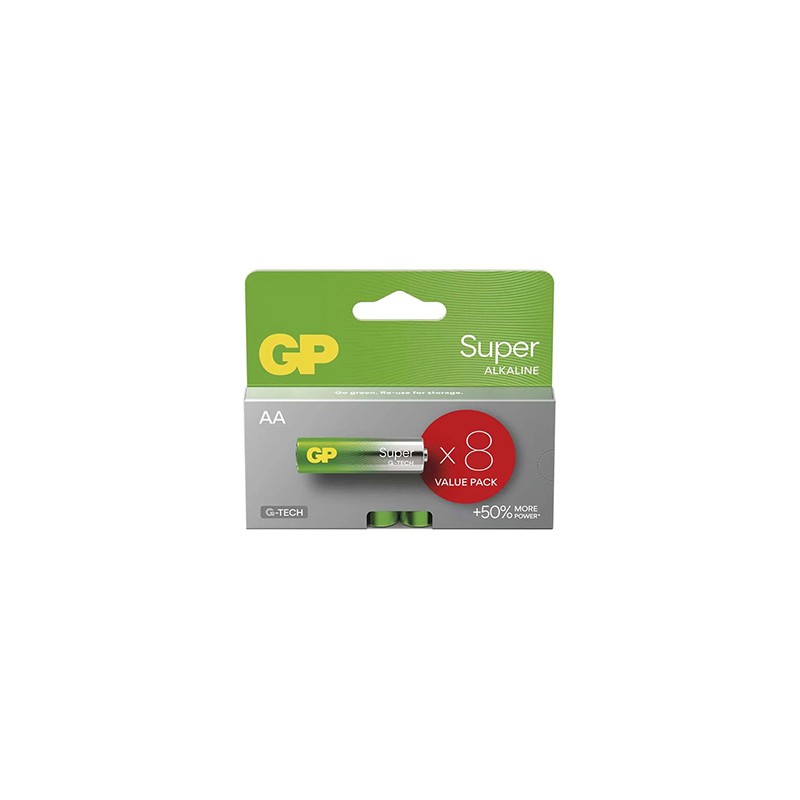 GP Super Jednorazowa alkaliczna baterie AA, 8-pack