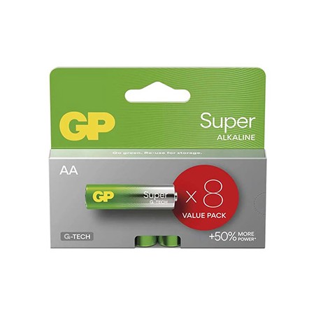 GP Super Jednorazowa alkaliczna baterie AA, 8-pack