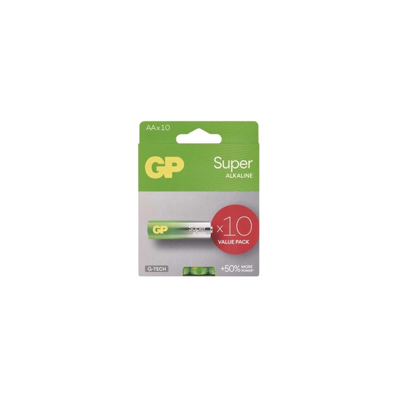 GP Super Jednorazowa alkaliczna baterie AA, 10-pack