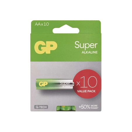 GP Super Jednorazowa alkaliczna baterie AA, 10-pack