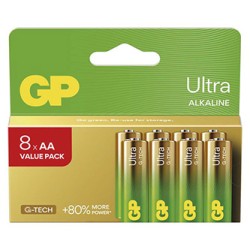 GP Ultra Jednorazowa alkaliczna baterie AA, 8-pack