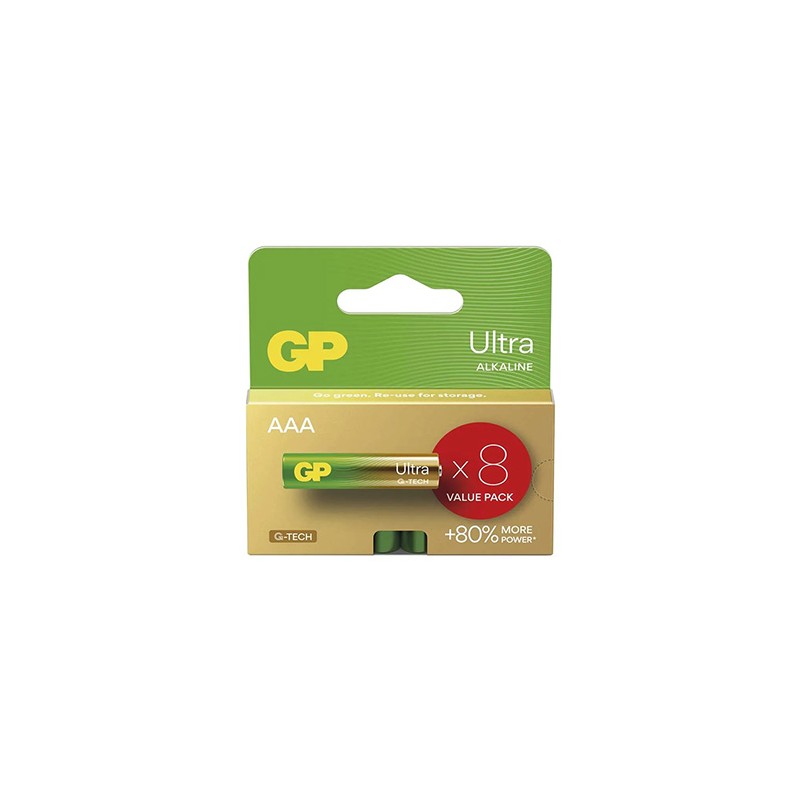 GP Ultra Jednorazowa alkaliczna baterie AAA, 8 pack