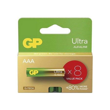 GP Ultra Jednorazowa alkaliczna baterie AAA, 8 pack