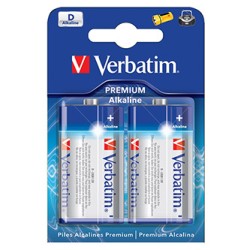 Verbatim Jednorazowa alkaliczna baterie D, 2-pack