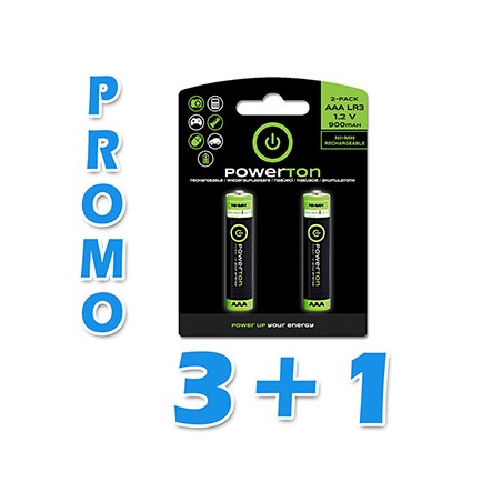 Akumulatorki, AAA (HR03), 900 mAh, Powerton, 2-pack, EOL