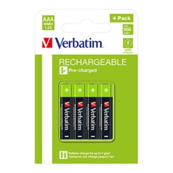 Akumulatorki, AAA (HR03), 950 mAh, Verbatim, 4-pack