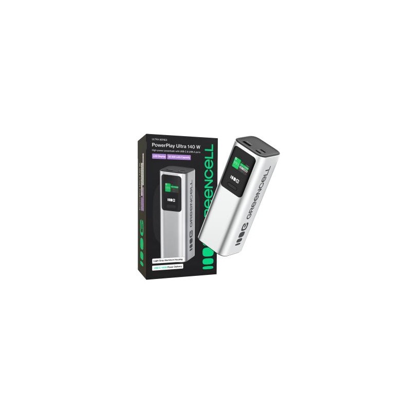 Greencell power bank 25200mAh 140W PD USB-C z szybkim ładowaniem do Laptop, MacBook, iPhone 16 15 14 do max, Samsung Galaxy S25